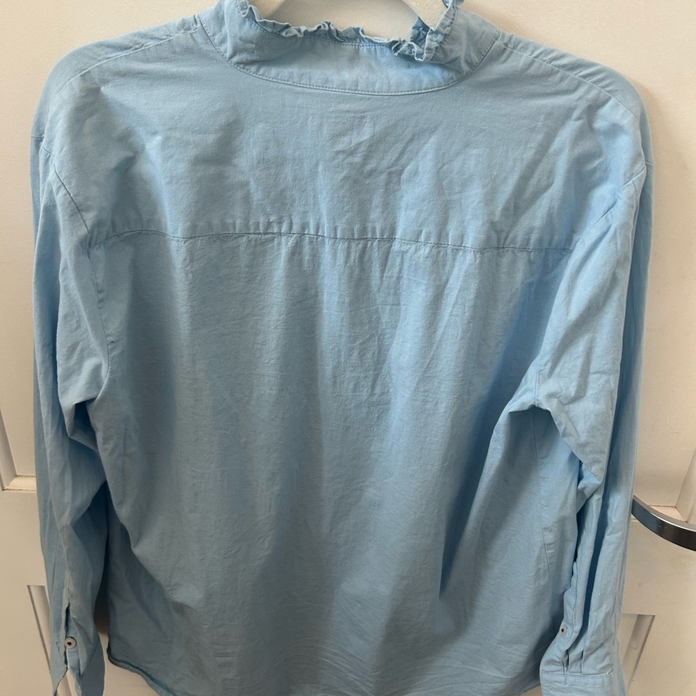 Crown & Ivy Sky Blue Ruffle Top - Picture 2 of 3